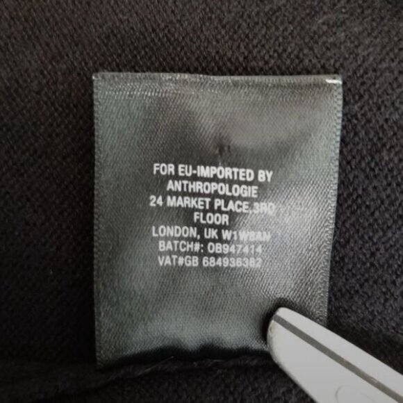 ANTHROPOLOGIE 100% Cotton Cold Shoulder Tie Sweater Black Sz M - Picture 12 of 12